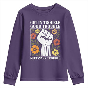 John Lewis Quote Youth Sweatshirt Get In Good Necessary Trouble Civil Rights Handfist TS11 Purple Print Your Wear