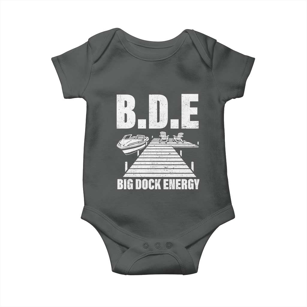 Funny BDE Big Dock Energy Baby Onesie Lake And Boating Lover TS11 Dark Heather Print Your Wear