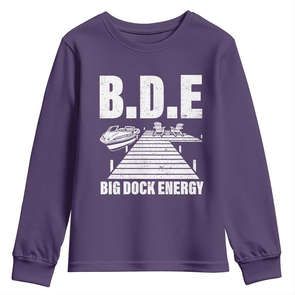 Funny BDE Big Dock Energy Youth Sweatshirt Lake And Boating Lover TS11 Purple Print Your Wear