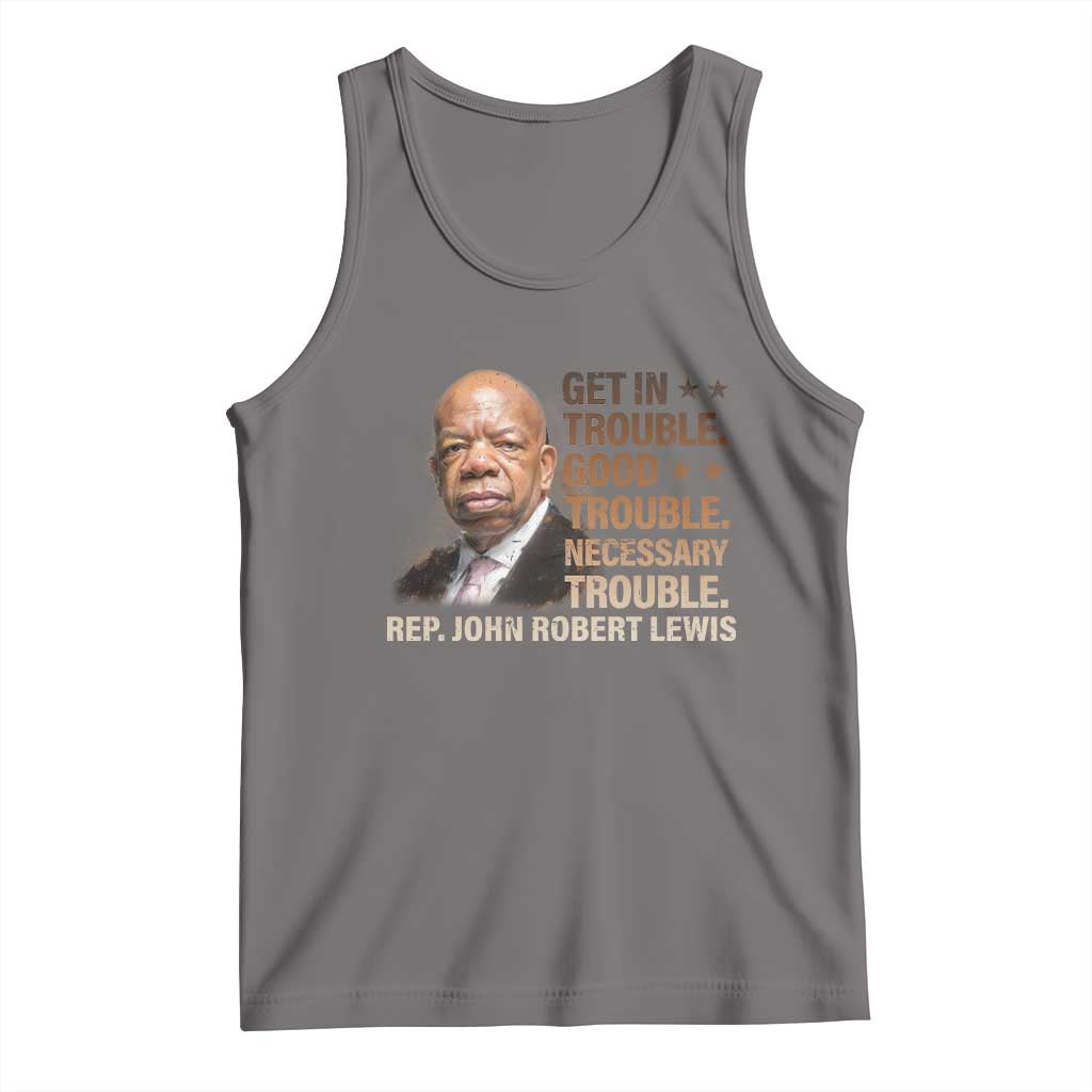 Rep John Lewis Tank Top Get In Good Necessary Trouble Social Justice TS11 Deep Heather Print Your Wear
