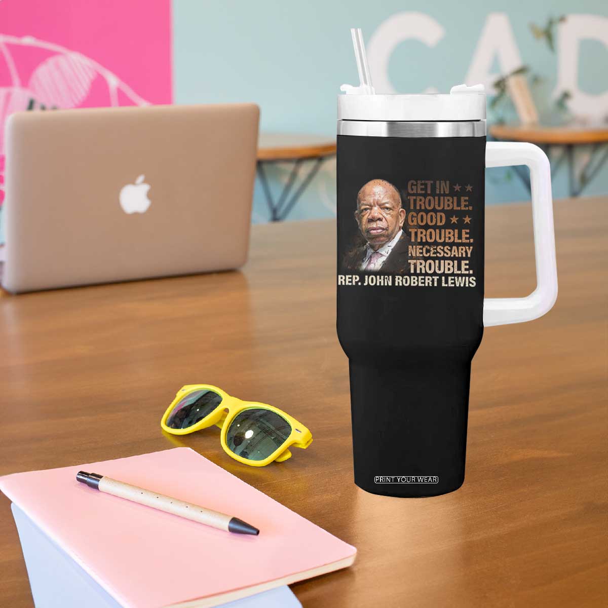 Rep John Lewis Tumbler With Handle Get In Good Necessary Trouble Social Justice TS11 Print Your Wear