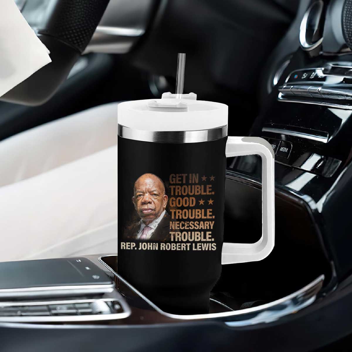 Rep John Lewis Tumbler With Handle Get In Good Necessary Trouble Social Justice TS11 Print Your Wear