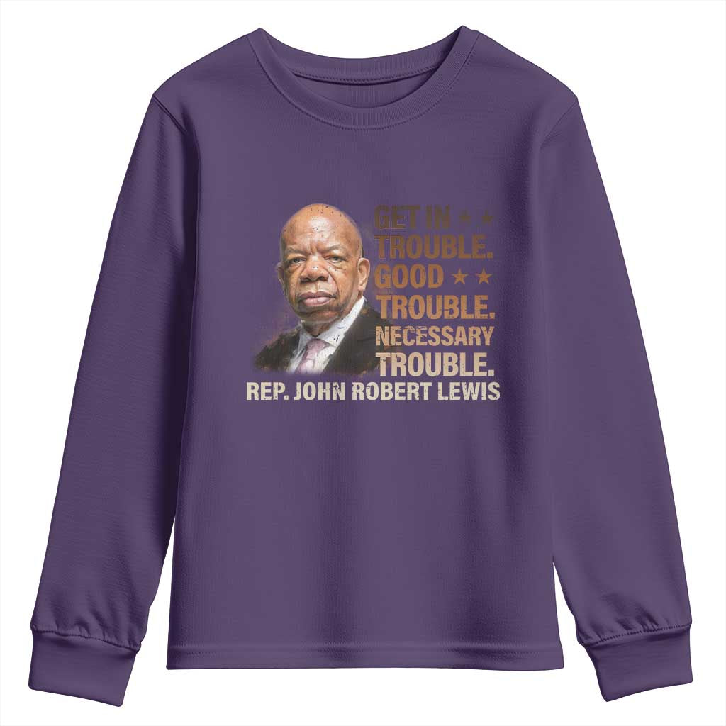Rep John Lewis Youth Sweatshirt Get In Good Necessary Trouble Social Justice TS11 Purple Print Your Wear