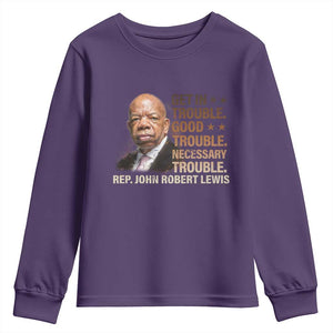 Rep John Lewis Youth Sweatshirt Get In Good Necessary Trouble Social Justice TS11 Purple Print Your Wear