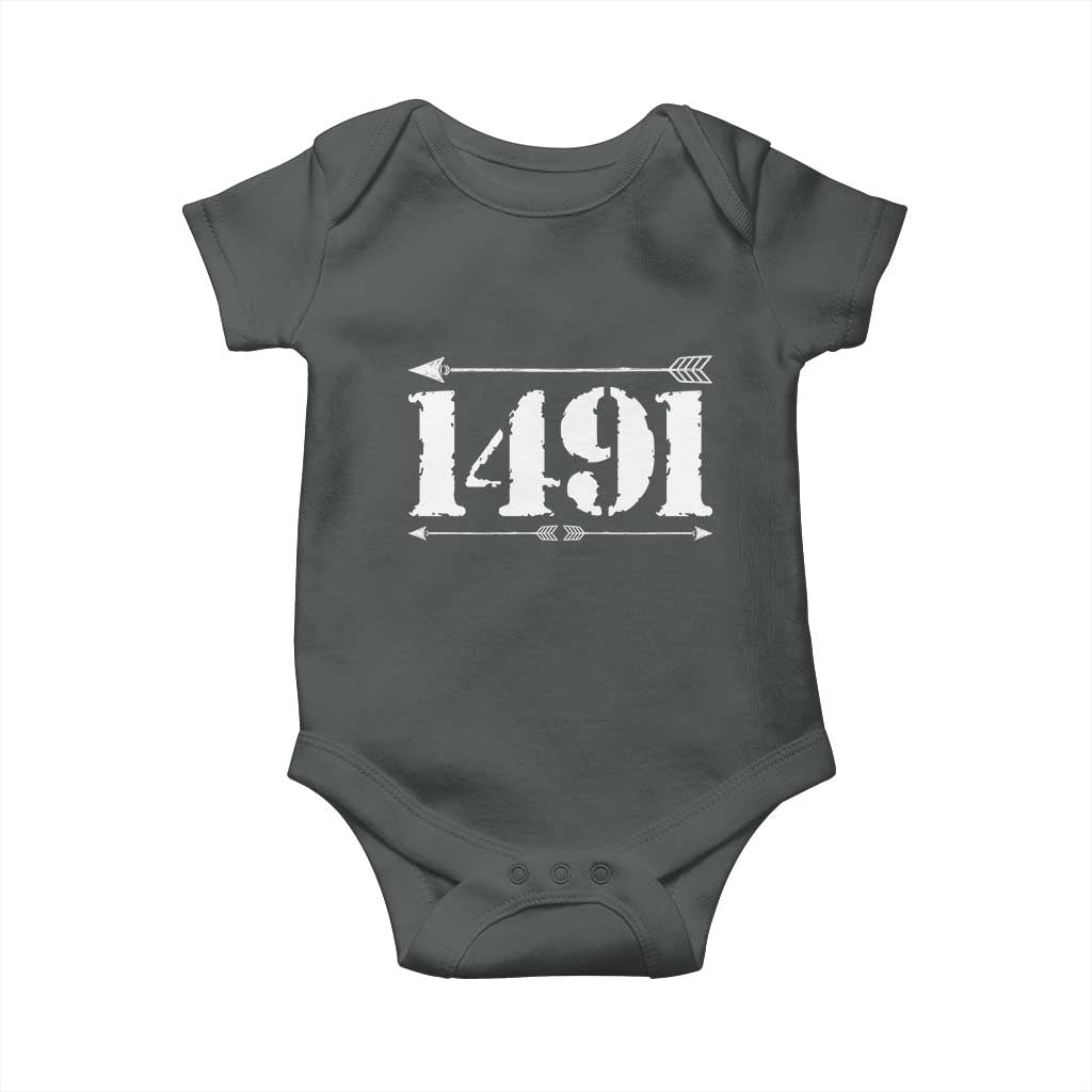 Proud Native American 1491 Indigenous People Day Baby Onesie TS11 Dark Heather Print Your Wear