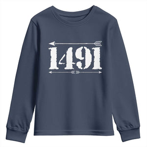 Proud Native American 1491 Indigenous People Day Youth Sweatshirt TS11 Navy Print Your Wear