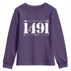 Proud Native American 1491 Indigenous People Day Youth Sweatshirt TS11 Purple Print Your Wear