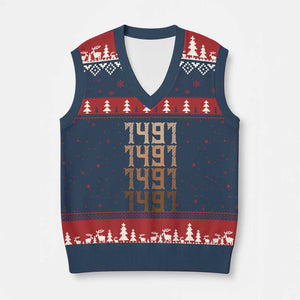 Proud Native American 1491 Pre Columbus Indigenous People Day V-Neck Knit Sweater Vest TS11 Navy Red Print Your Wear