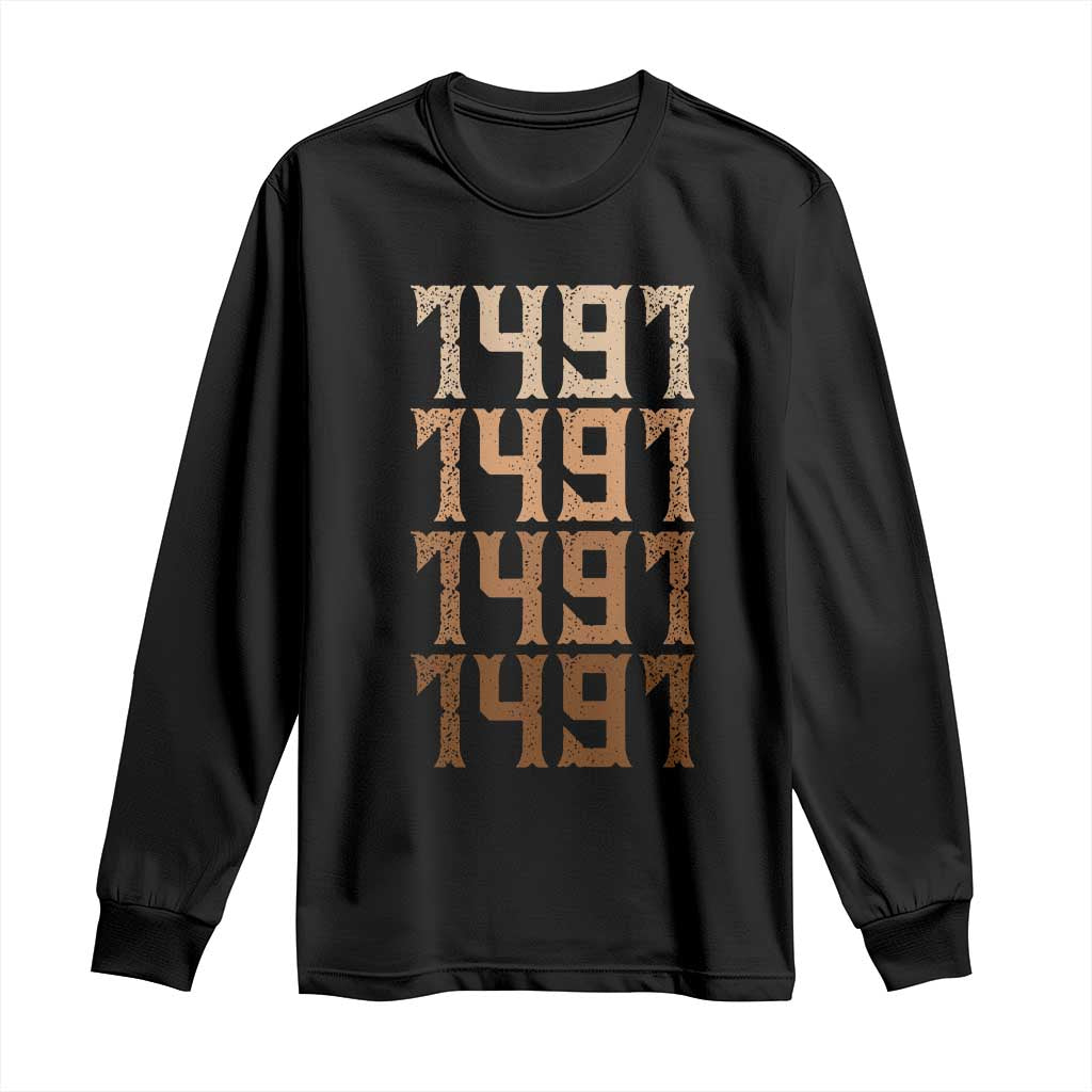Proud Native American 1491 Pre Columbus Indigenous People Day Long Sleeve Shirt TS11 Black Print Your Wear