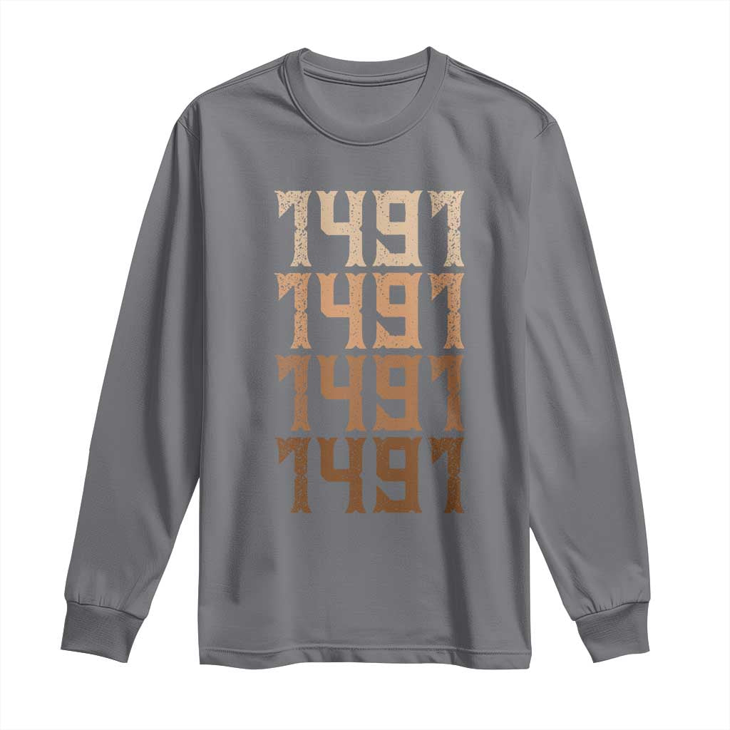 Proud Native American 1491 Pre Columbus Indigenous People Day Long Sleeve Shirt TS11 Charcoal Print Your Wear