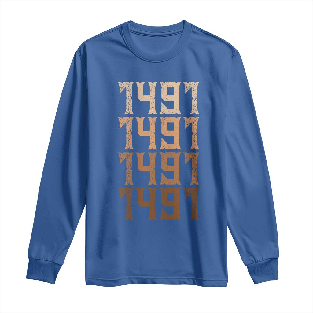 Proud Native American 1491 Pre Columbus Indigenous People Day Long Sleeve Shirt TS11 Royal Blue Print Your Wear