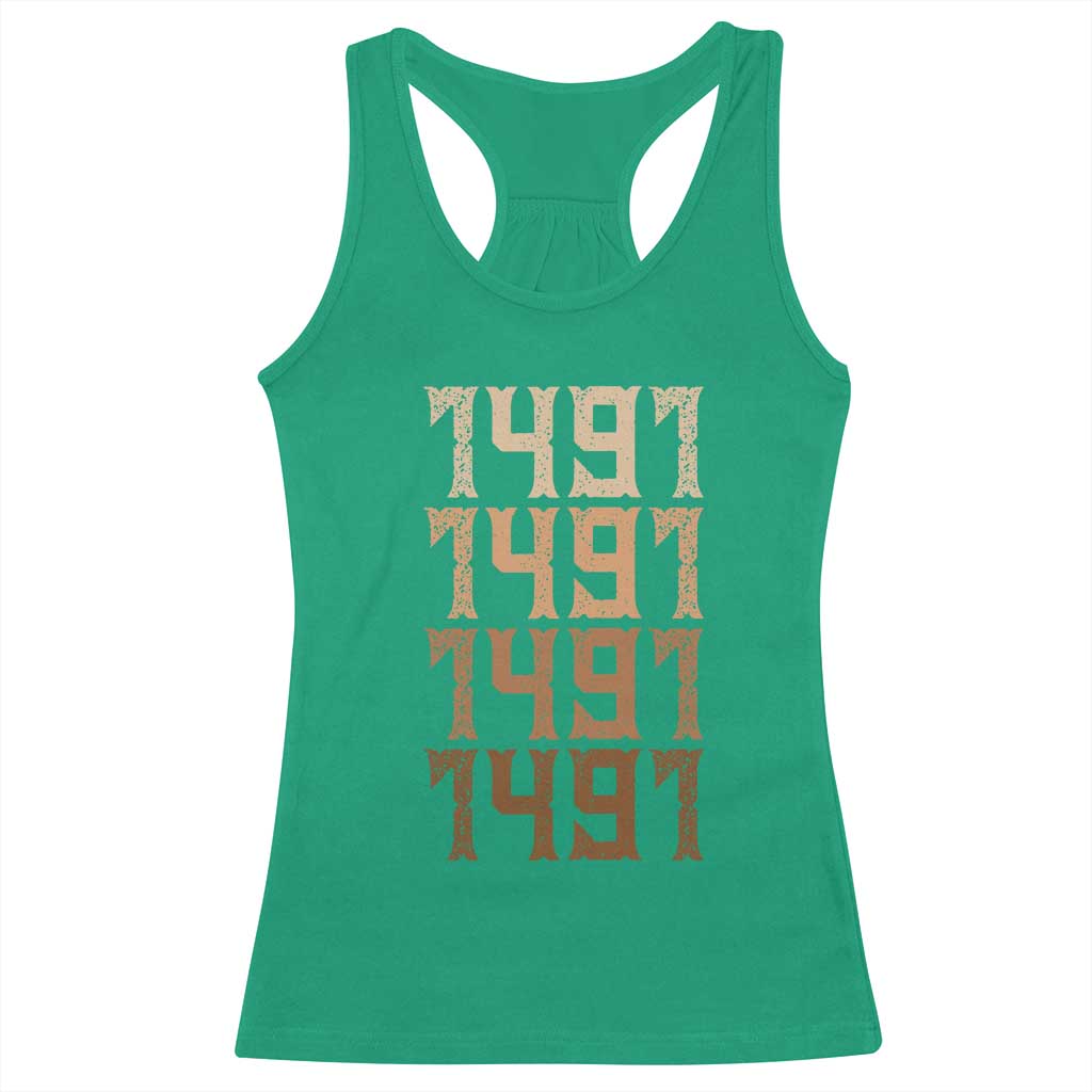 Proud Native American 1491 Pre Columbus Indigenous People Day Racerback Tank Top TS11 Irish Green Print Your Wear