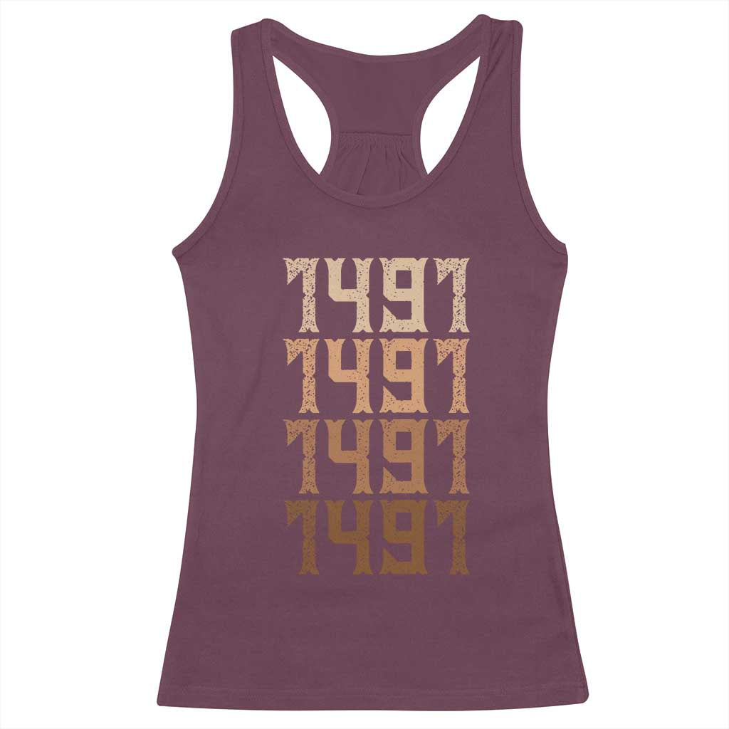 Proud Native American 1491 Pre Columbus Indigenous People Day Racerback Tank Top TS11 Maroon Print Your Wear