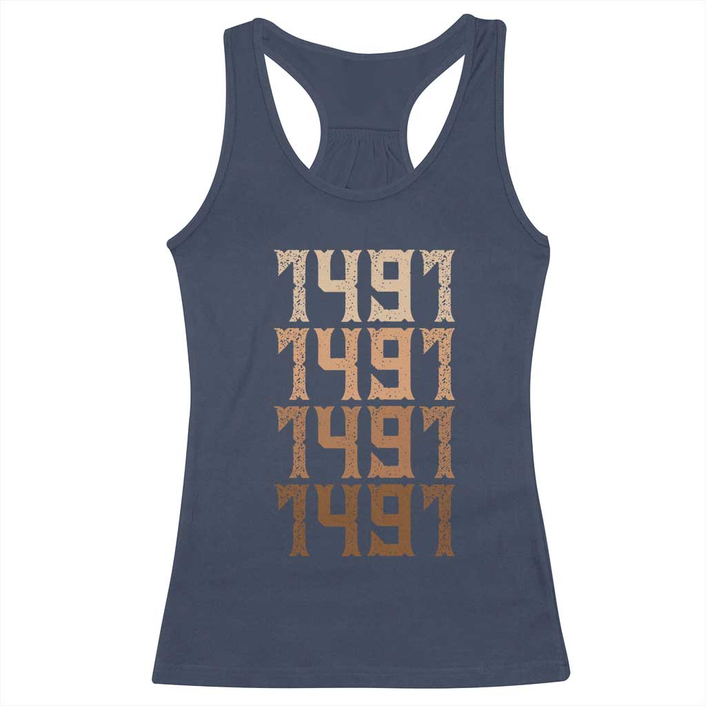 Proud Native American 1491 Pre Columbus Indigenous People Day Racerback Tank Top TS11 Navy Print Your Wear