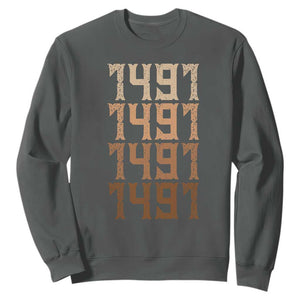 Proud Native American 1491 Pre Columbus Indigenous People Day Sweatshirt TS11 Dark Heather Print Your Wear