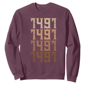 Proud Native American 1491 Pre Columbus Indigenous People Day Sweatshirt TS11 Maroon Print Your Wear