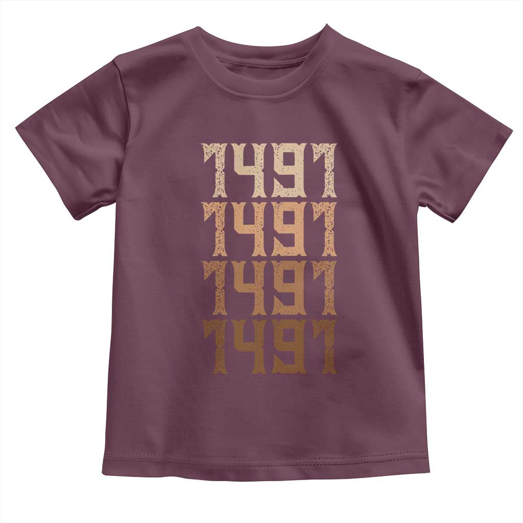 Proud Native American 1491 Pre Columbus Indigenous People Day Toddler T Shirt TS11 Maroon Print Your Wear