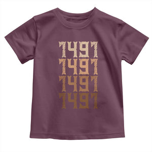 Proud Native American 1491 Pre Columbus Indigenous People Day Toddler T Shirt TS11 Maroon Print Your Wear