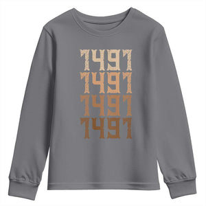 Proud Native American 1491 Pre Columbus Indigenous People Day Youth Sweatshirt TS11 Charcoal Print Your Wear