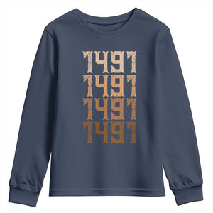 Proud Native American 1491 Pre Columbus Indigenous People Day Youth Sweatshirt TS11 Navy Print Your Wear