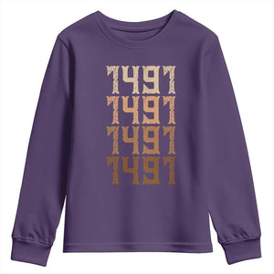 Proud Native American 1491 Pre Columbus Indigenous People Day Youth Sweatshirt TS11 Purple Print Your Wear