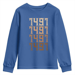 Proud Native American 1491 Pre Columbus Indigenous People Day Youth Sweatshirt TS11 Royal Blue Print Your Wear