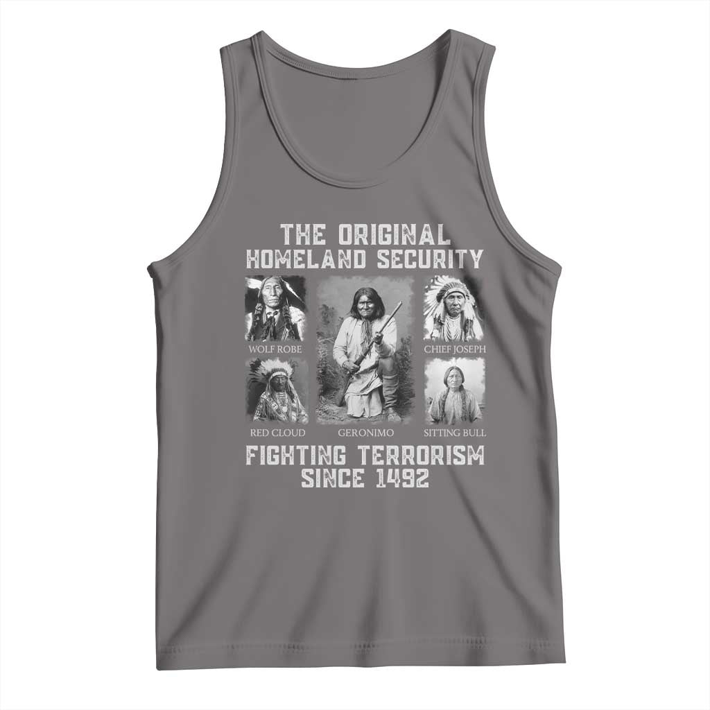The Original Homeland Security Fighting Terrorism Since 1492 Tank Top Native American TS11 Deep Heather Print Your Wear