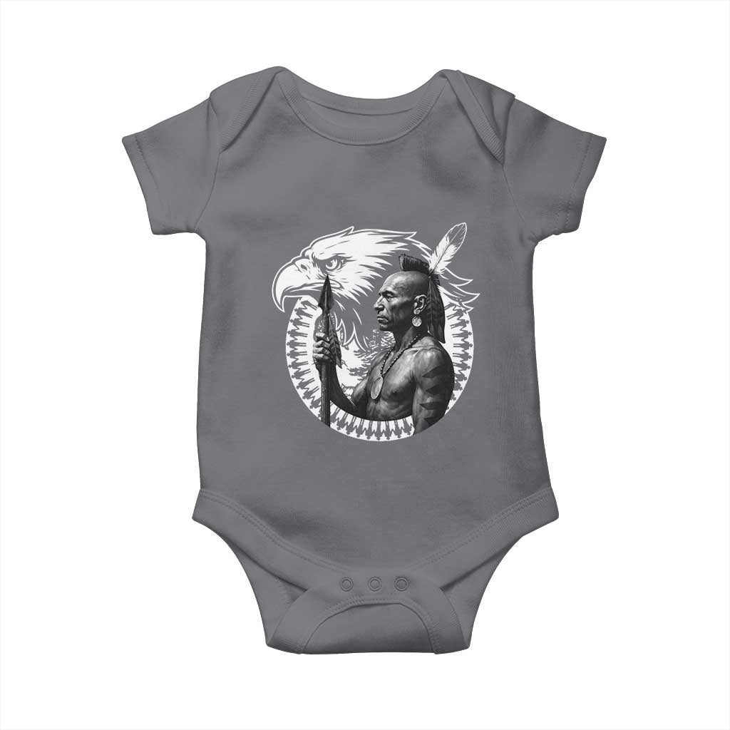 Mohawk Warrior Tribe Baby Onesie Native American Haudenosaunee Pride Vintage Eagle TS11 Charcoal Print Your Wear