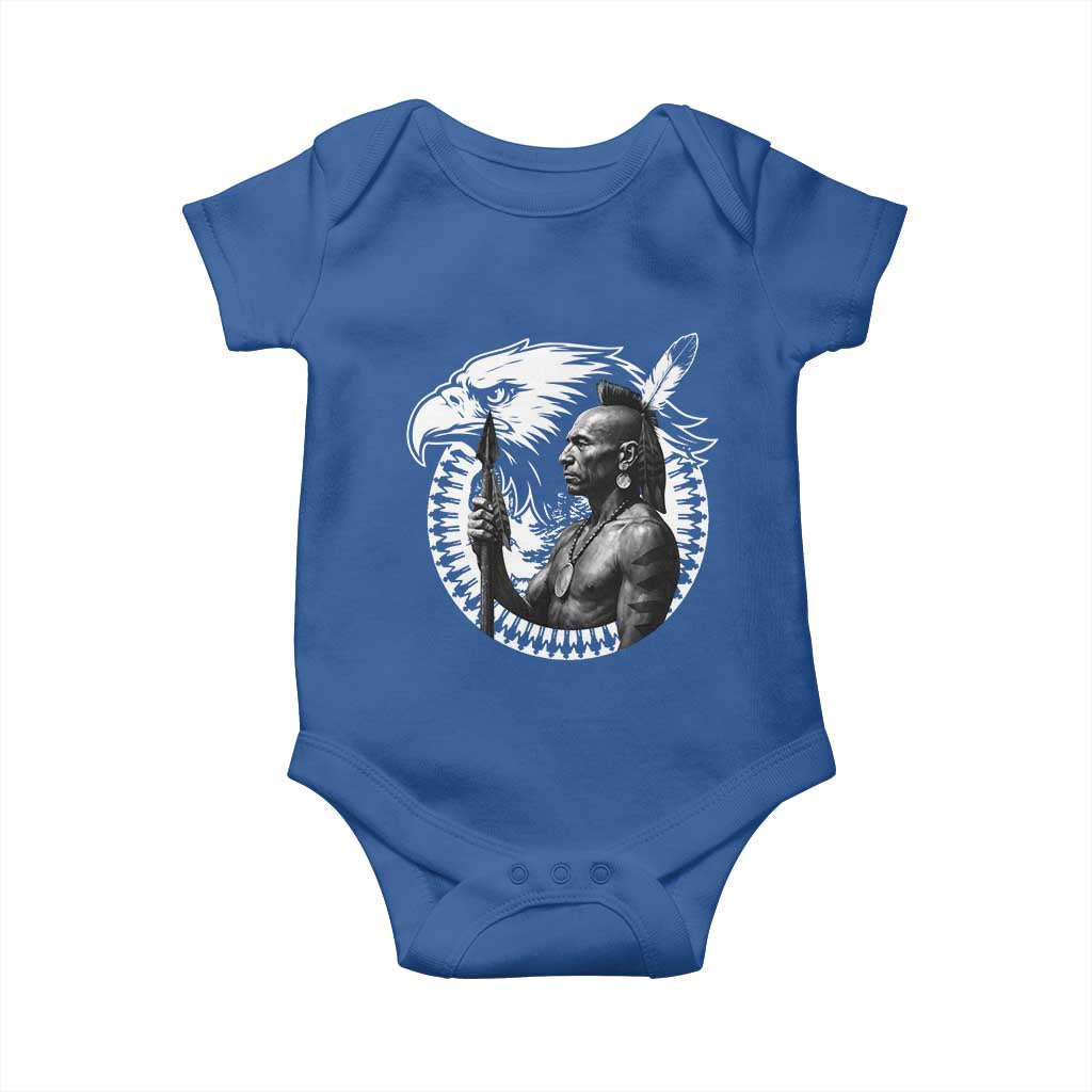 Mohawk Warrior Tribe Baby Onesie Native American Haudenosaunee Pride Vintage Eagle TS11 Royal Blue Print Your Wear