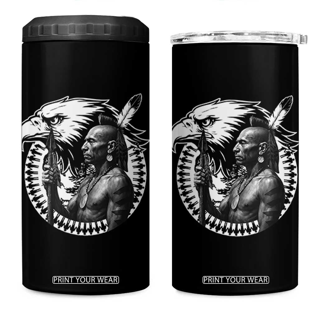 Mohawk Warrior Tribe 4 in 1 Can Cooler Tumbler Native American Haudenosaunee Pride Vintage Eagle TS11 One Size: 16 oz Black Print Your Wear
