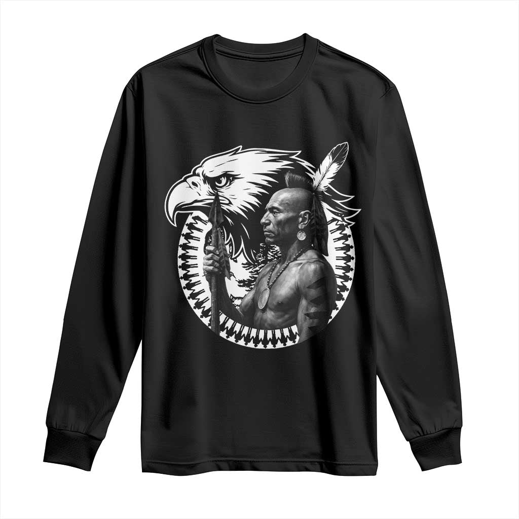 Mohawk Warrior Tribe Long Sleeve Shirt Native American Haudenosaunee Pride Vintage Eagle TS11 Black Print Your Wear