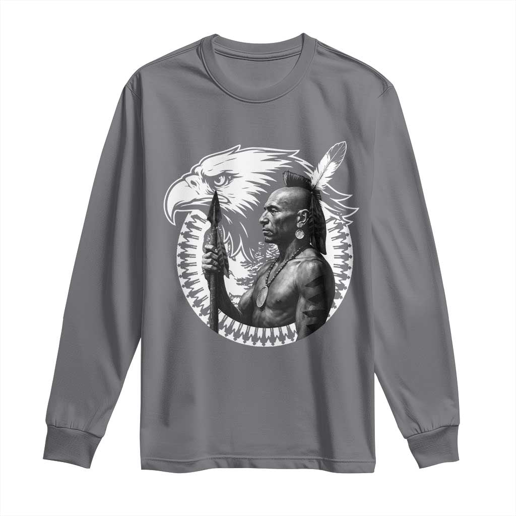 Mohawk Warrior Tribe Long Sleeve Shirt Native American Haudenosaunee Pride Vintage Eagle TS11 Charcoal Print Your Wear