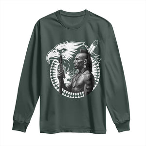 Mohawk Warrior Tribe Long Sleeve Shirt Native American Haudenosaunee Pride Vintage Eagle TS11 Dark Forest Green Print Your Wear