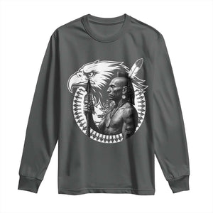 Mohawk Warrior Tribe Long Sleeve Shirt Native American Haudenosaunee Pride Vintage Eagle TS11 Dark Heather Print Your Wear