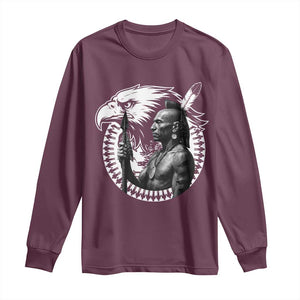 Mohawk Warrior Tribe Long Sleeve Shirt Native American Haudenosaunee Pride Vintage Eagle TS11 Maroon Print Your Wear