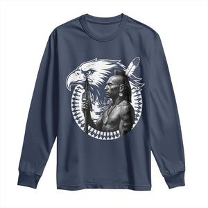 Mohawk Warrior Tribe Long Sleeve Shirt Native American Haudenosaunee Pride Vintage Eagle TS11 Navy Print Your Wear
