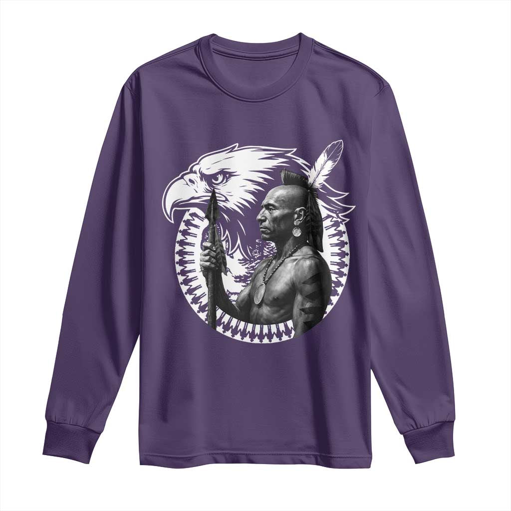Mohawk Warrior Tribe Long Sleeve Shirt Native American Haudenosaunee Pride Vintage Eagle TS11 Purple Print Your Wear