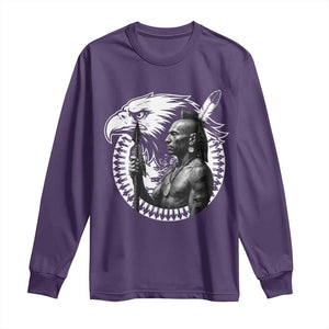 Mohawk Warrior Tribe Long Sleeve Shirt Native American Haudenosaunee Pride Vintage Eagle TS11 Purple Print Your Wear