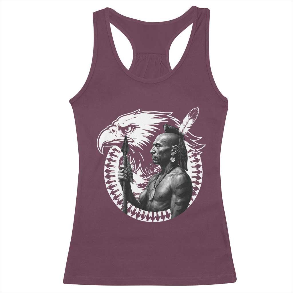 Mohawk Warrior Tribe Racerback Tank Top Native American Haudenosaunee Pride Vintage Eagle TS11 Maroon Print Your Wear