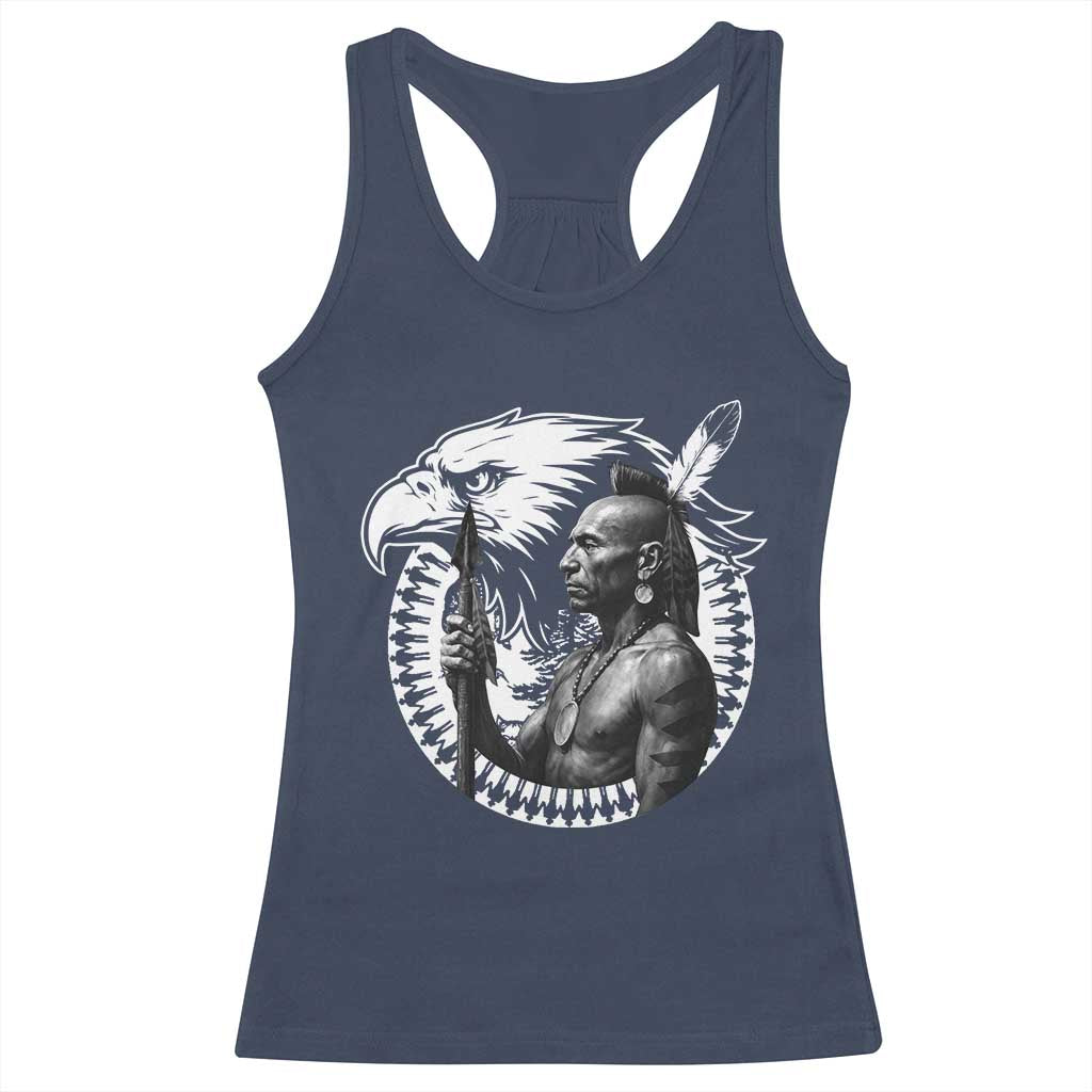 Mohawk Warrior Tribe Racerback Tank Top Native American Haudenosaunee Pride Vintage Eagle TS11 Navy Print Your Wear