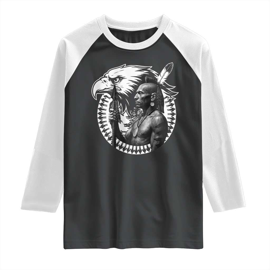 Mohawk Warrior Tribe Raglan Shirt Native American Haudenosaunee Pride Vintage Eagle TS11 Black White Print Your Wear
