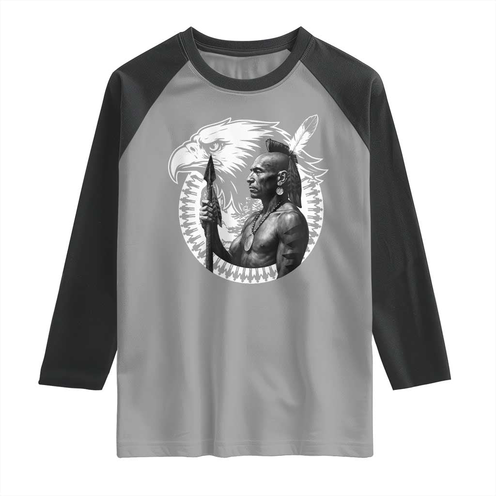 Mohawk Warrior Tribe Raglan Shirt Native American Haudenosaunee Pride Vintage Eagle TS11 Sport Gray Black Print Your Wear