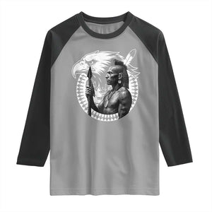 Mohawk Warrior Tribe Raglan Shirt Native American Haudenosaunee Pride Vintage Eagle TS11 Sport Gray Black Print Your Wear