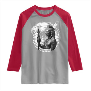 Mohawk Warrior Tribe Raglan Shirt Native American Haudenosaunee Pride Vintage Eagle TS11 Sport Gray Red Print Your Wear
