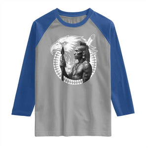 Mohawk Warrior Tribe Raglan Shirt Native American Haudenosaunee Pride Vintage Eagle TS11 Sport Gray Royal Print Your Wear