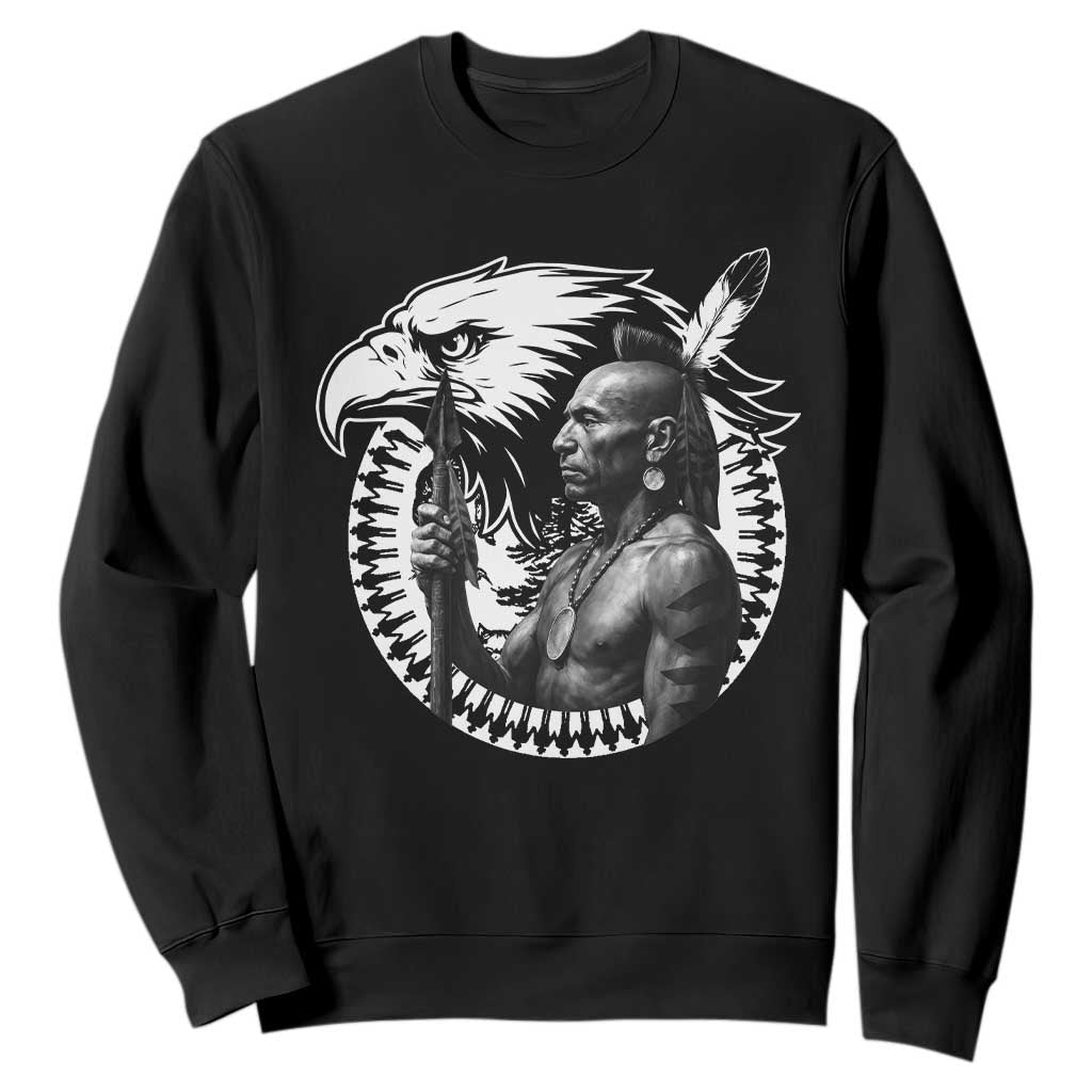 Mohawk Warrior Tribe Sweatshirt Native American Haudenosaunee Pride Vintage Eagle TS11 Black Print Your Wear