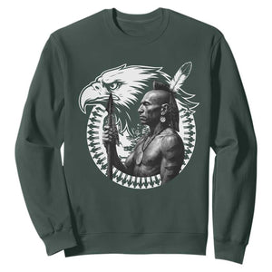 Mohawk Warrior Tribe Sweatshirt Native American Haudenosaunee Pride Vintage Eagle TS11 Dark Forest Green Print Your Wear