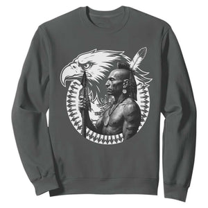 Mohawk Warrior Tribe Sweatshirt Native American Haudenosaunee Pride Vintage Eagle TS11 Dark Heather Print Your Wear