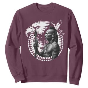 Mohawk Warrior Tribe Sweatshirt Native American Haudenosaunee Pride Vintage Eagle TS11 Maroon Print Your Wear