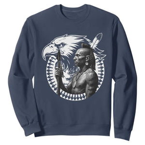 Mohawk Warrior Tribe Sweatshirt Native American Haudenosaunee Pride Vintage Eagle TS11 Navy Print Your Wear